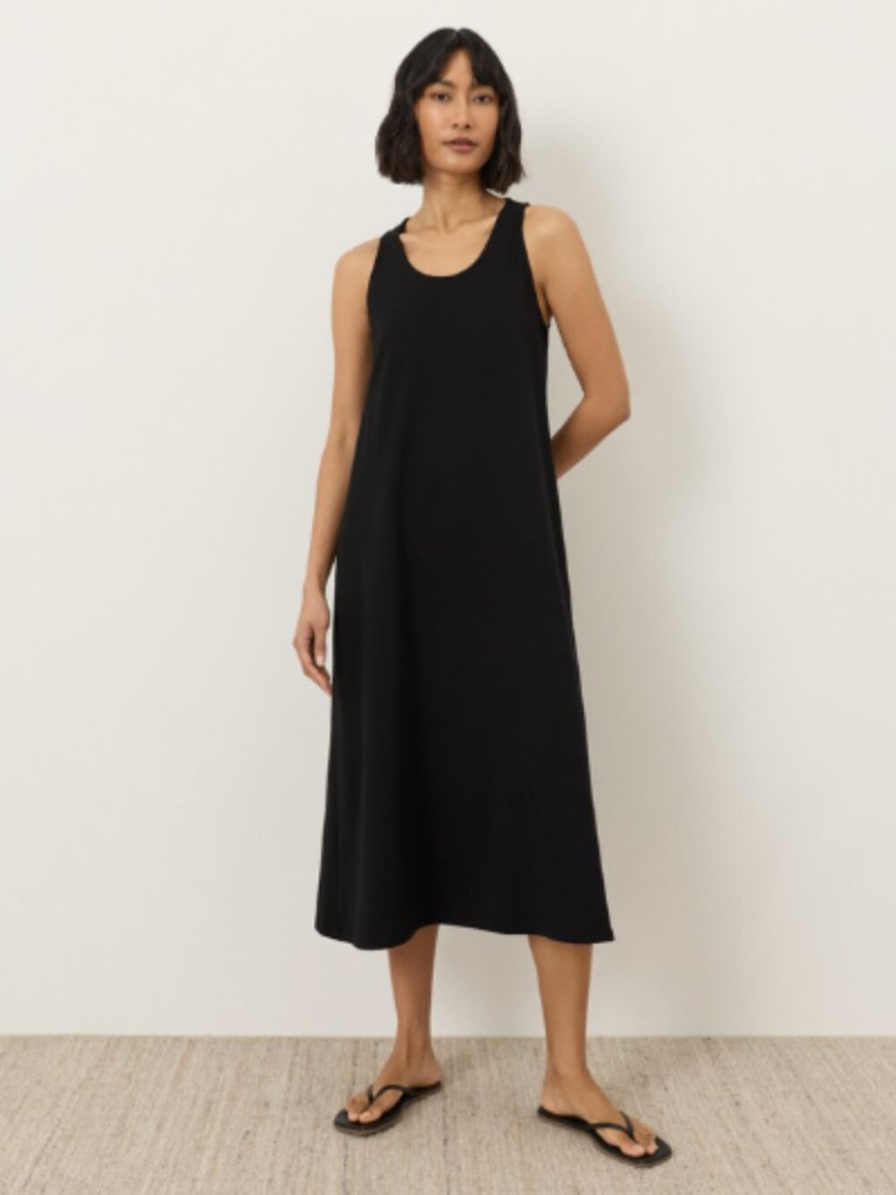 Pact Organic Cotton Jersey Relaxed Tank Dress Black Large NWOT